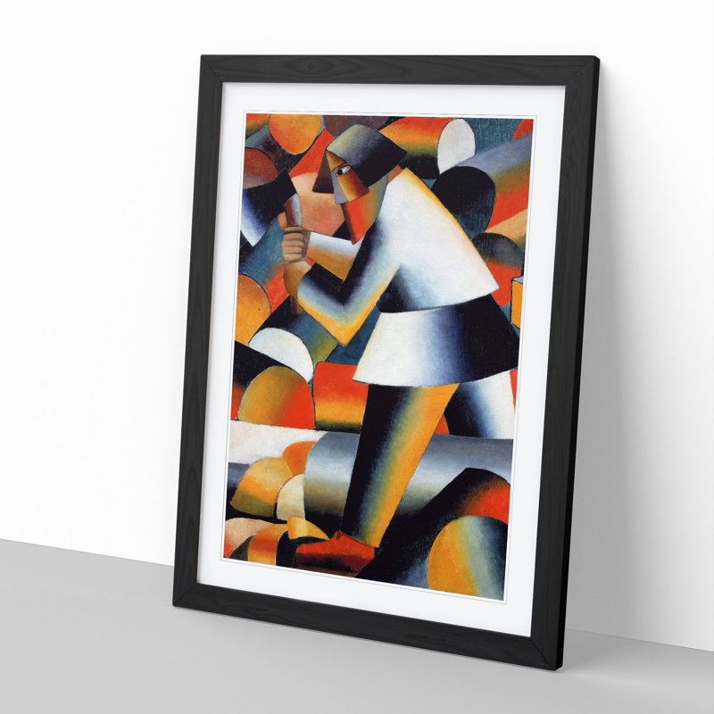 The Woodcutter by Kazimir Malevich - Framed Print, 48cm H x 36cm W x 2cm D, Black