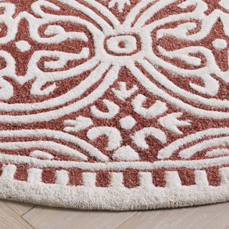 Cambridge 123 Hand Tufted Wool Damask Rug, Round 6'