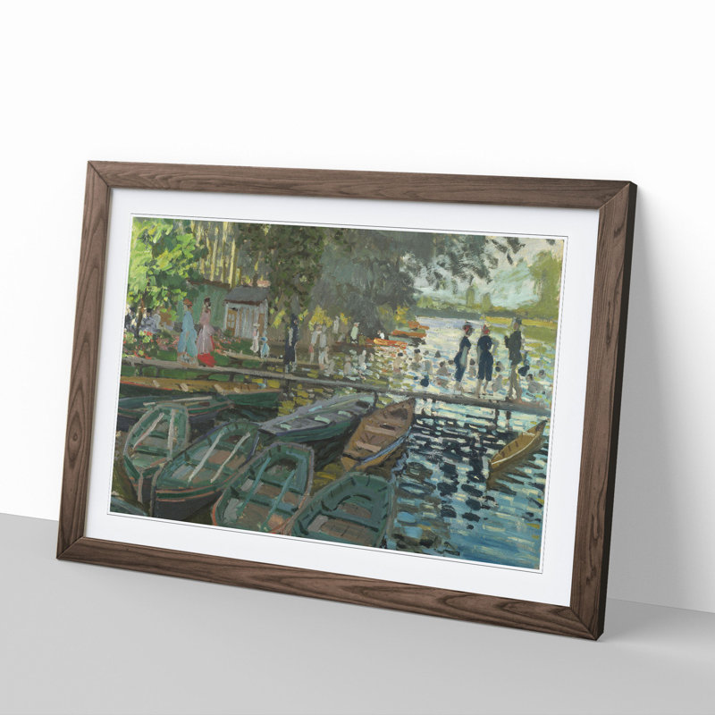 Bathers at La Grenouillere by Claude Monet - Framed Print, Walnut Framed, 48cm H x 65cm W x 2cm D