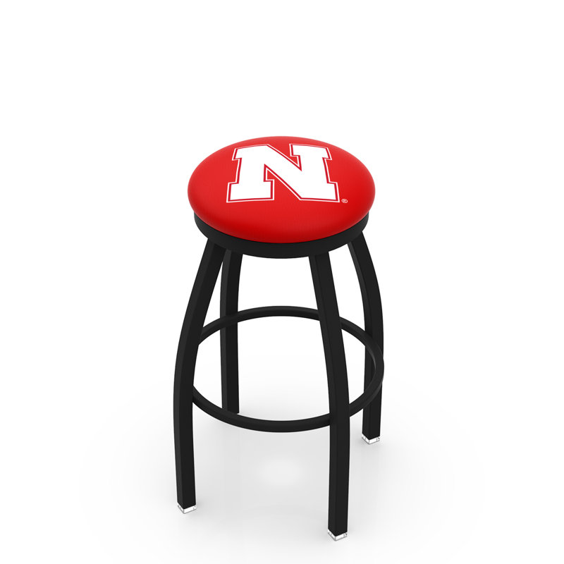 NCAA Swivel 25" Counter Stool, Black Wrinkle, University of Nebraska