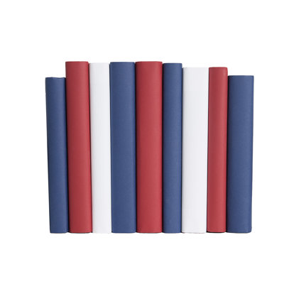 Livres décoratifs - Ensemble de livres sur papier enveloppé Americana - 1 pied de livres rouges et bleus