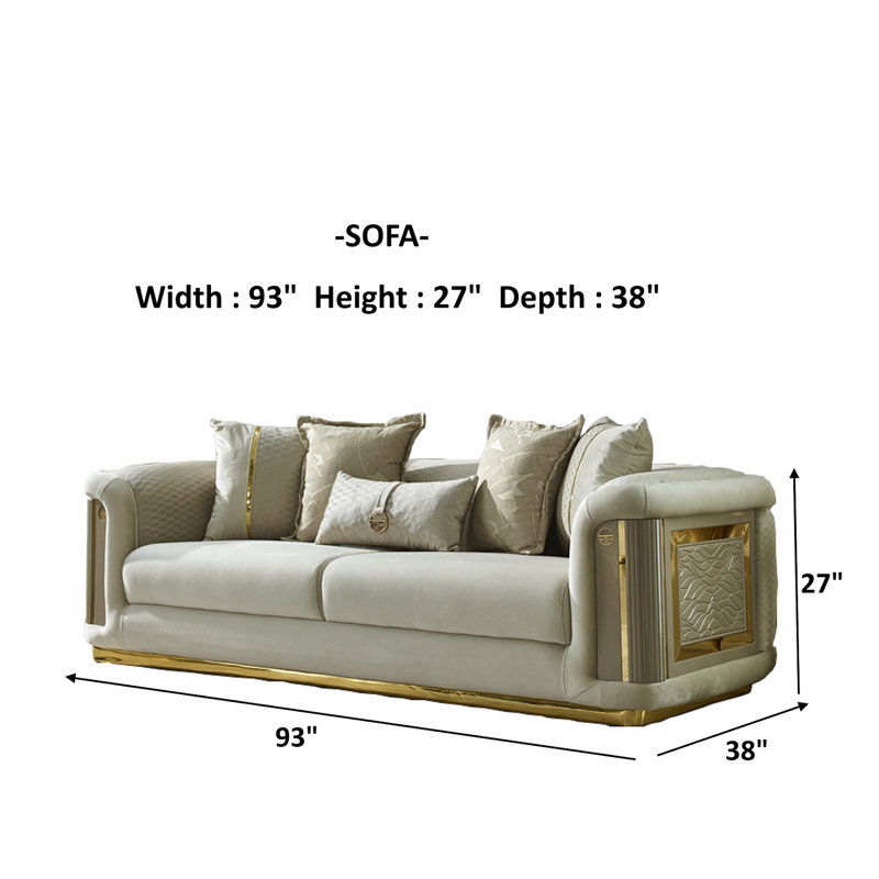 Canapé luxueux en velours moderne avec accents dorés - Canapé rembourré élégant en 5 couleurs, Crème, crème