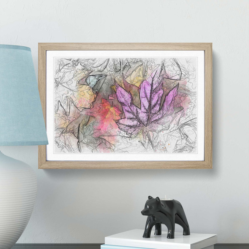 Colourful Autumn Leaves in Abstract - Picture Frame Graphic Art Print, Oak Framed, 36cm H x 48cm W x 2cm D