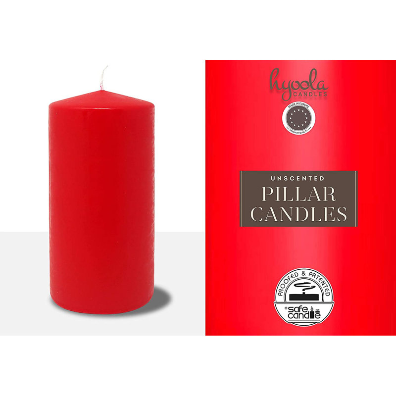 Bougie sans parfum, Rouge, 6, H 6 po x l 3 po x P 3 po