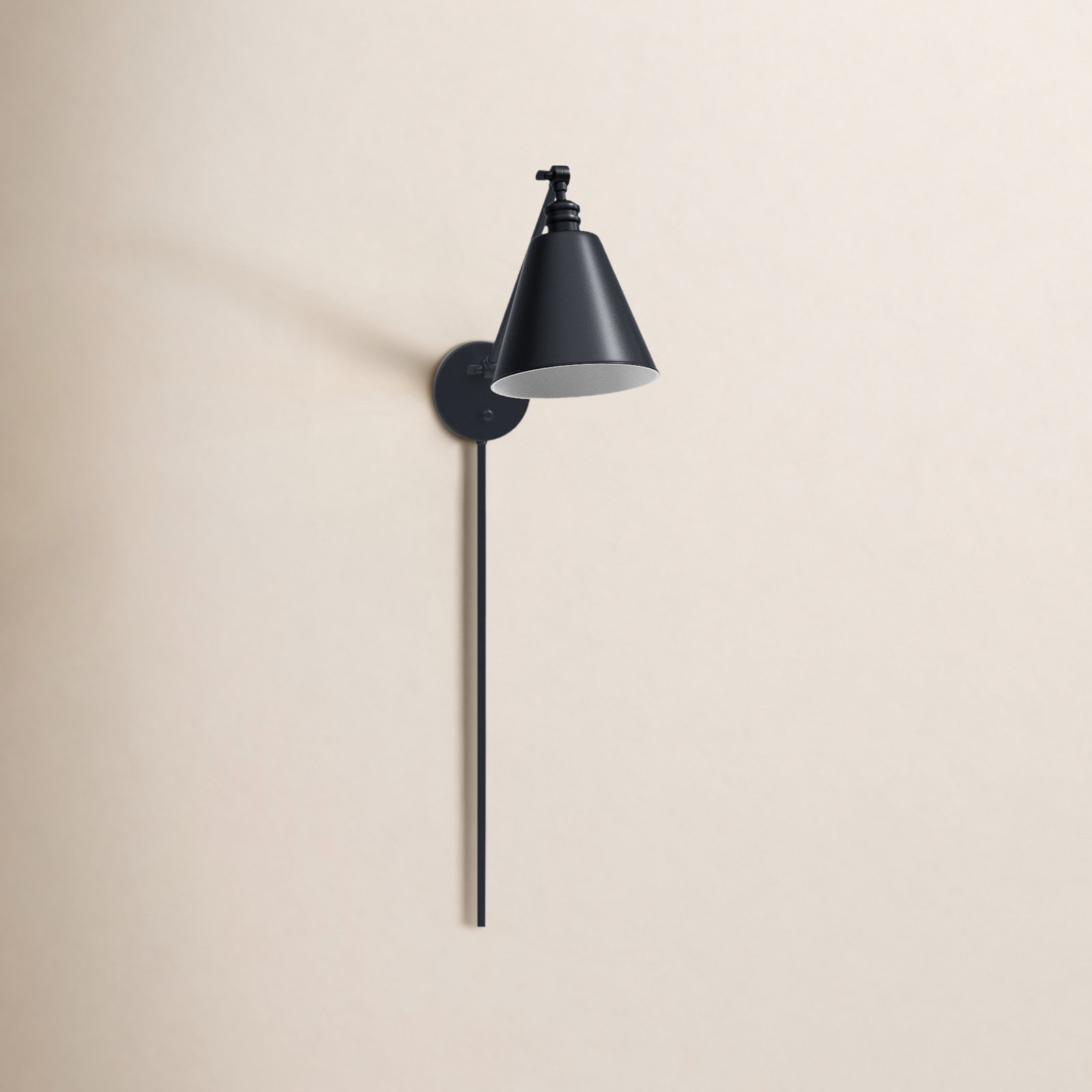 Single Light Dimmable Plug-in Swing Arm Sconce