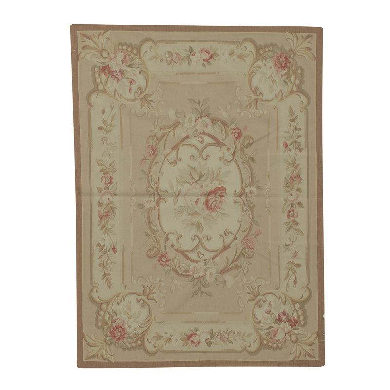 Hand-Knotted High-Quality Rose and Beige Area Rug
