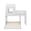 Lit superposé simple en bois sur lit double, lit mezzanine avec maisonnette, maison de campagne, échelle et garde-corps-1087595178