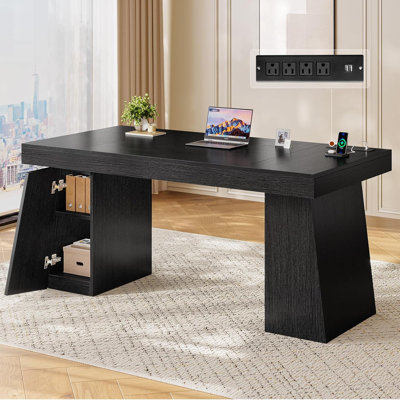 Modular Executive Desk with Built-In Electrical Outlet