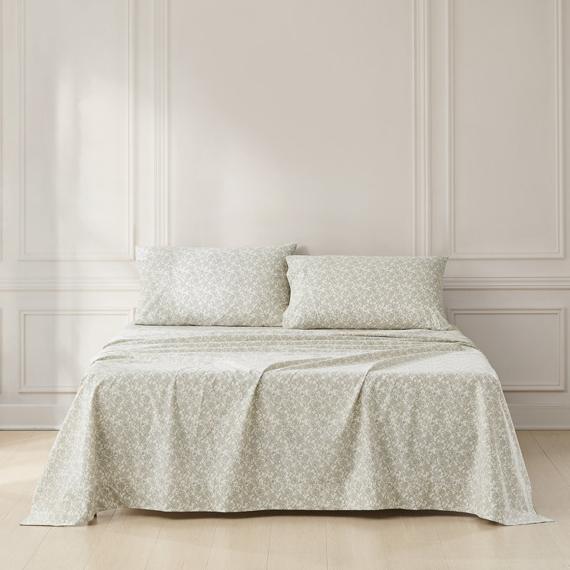 Ensemble de draps en coton Zara, Beige, Ensemble de draps pour grand lit avec 2 taies d'or