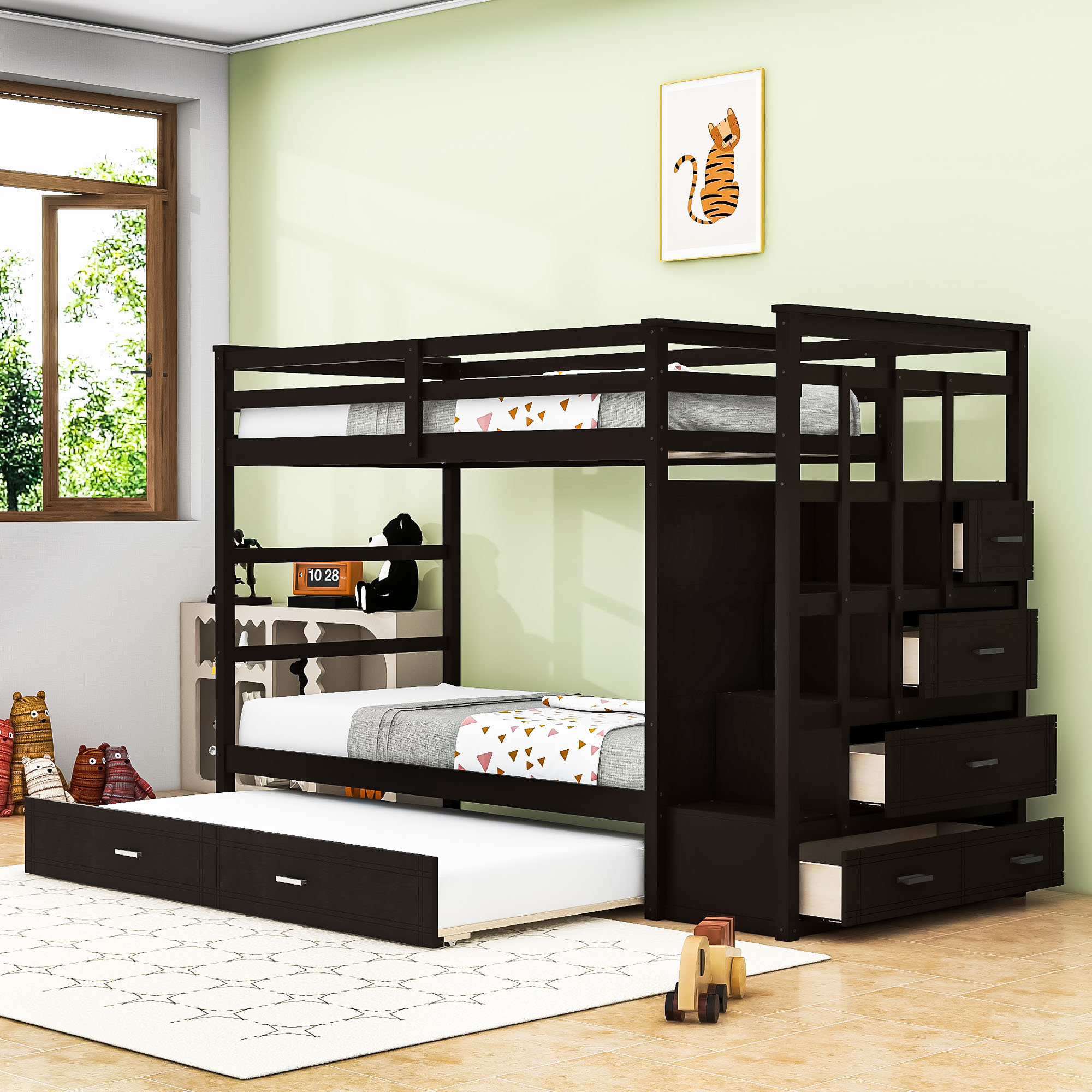 Harriet Bee Bunk Bed With Storage Drawers And Twin Trundle - Wayfair Canada