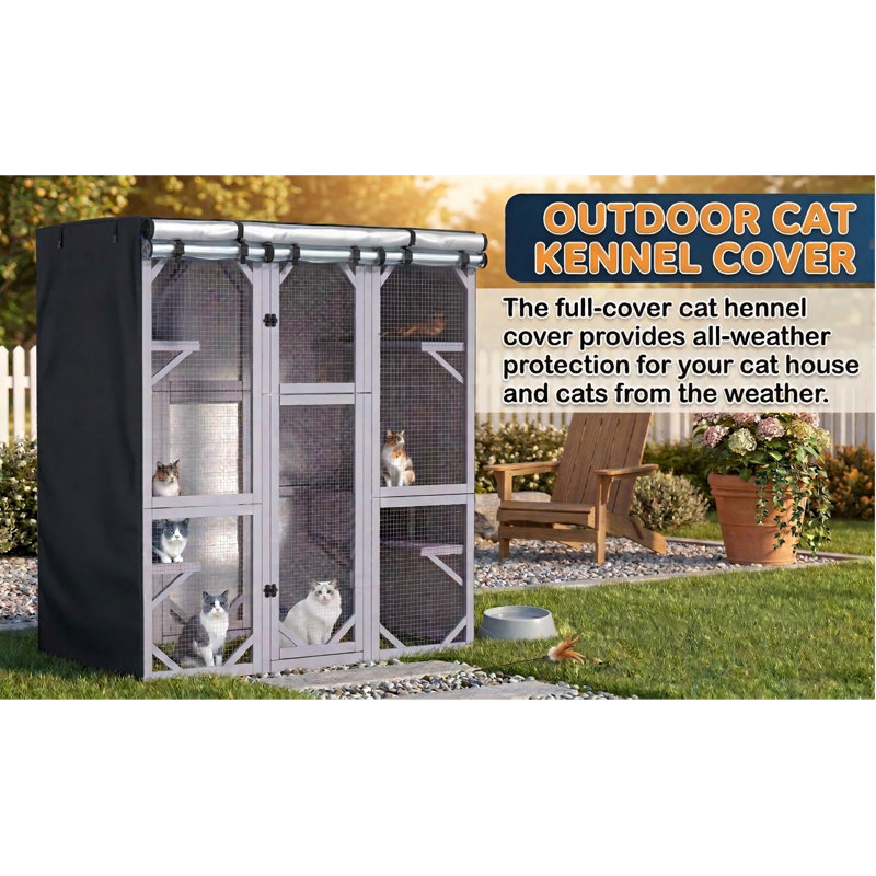 Grande housse d'extérieur pour chat, housse pour chenil pour chat, imperméable 600D robuste, L73 x l 40 x H 73 pouces, couverture complète, housse seulement