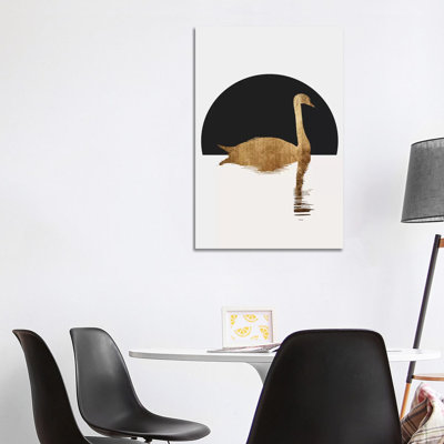 The Swan - Black by Kubistika - Wrapped Canvas Print