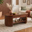 Table basse ovale cannelée de style Mid-Century avec insert en verre, tiroirs et tablette-1808883437