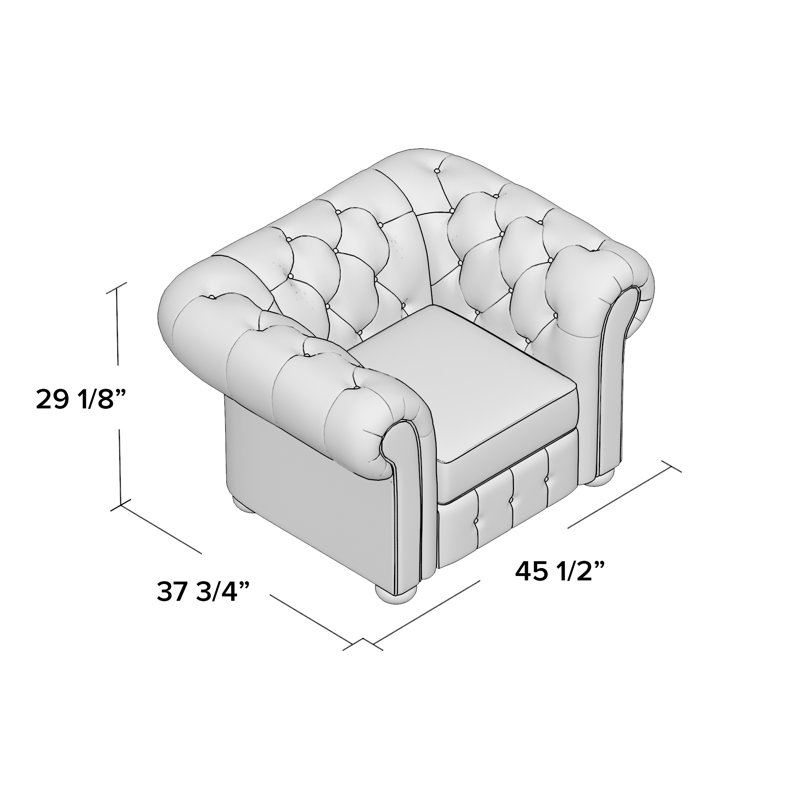 Dunn Upholstered Chesterfield Chair, Heathered Dark Gray Linen