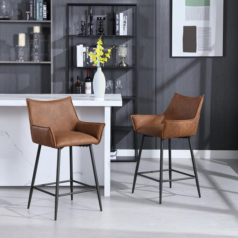 Anjum Upholstered Counter Stool, Brown