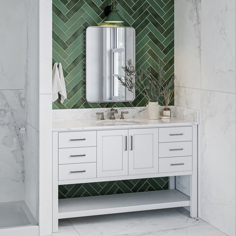 Magnolia Bath Vanity Rectangular Basin S061SCW2R, White, Oval, 55"