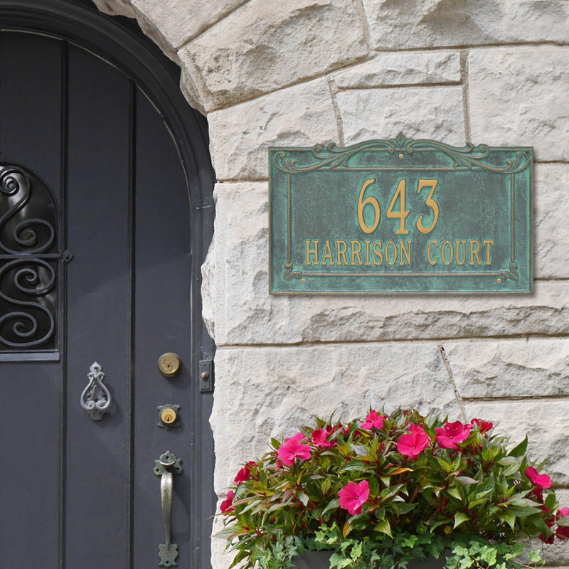 Signature Series 2-Line Wall Address Plaque, Verdigris, Bronze, Yes