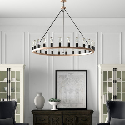 Ammerman 24 - Light Iron Dimmable Wagon Wheel Chandelier