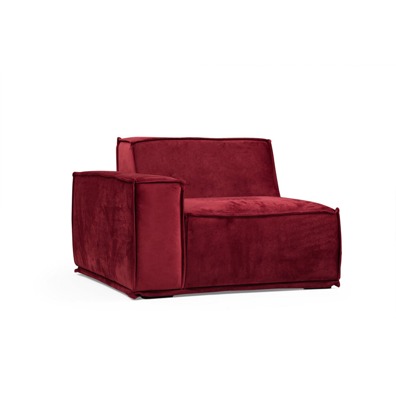 Canapé d'angle bourgogne avec cadre en bois de hêtre et en carton, 118,1 po x 66,9 po x 29,9 po | Tissu 100% polyester, mousse souple à 28% et plume à 24% | Comprend 4 coussins | Conception élégante, confortable, facile à nettoyer et moderne