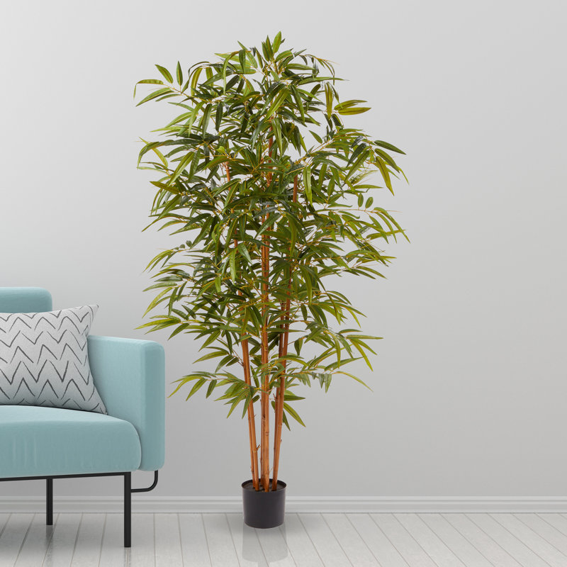 Pure Garden Artificial Bamboo Tree - 6FT Fake Plant with Adjustable Leaves and Pot - Faux Plants Indoor for Home, Restaurant, or Office Décor