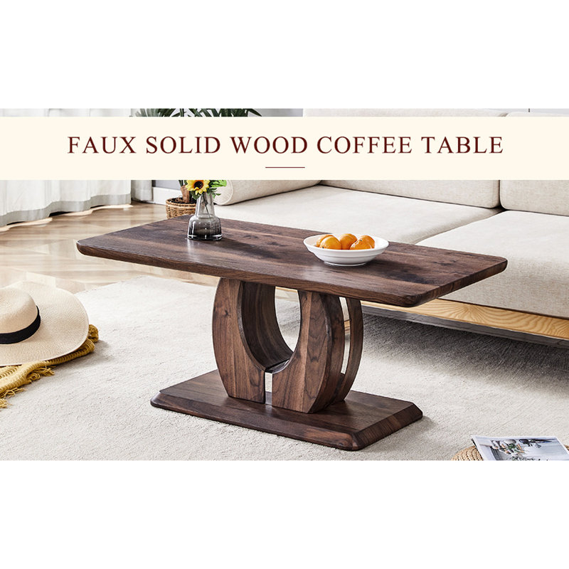 Rectangular Coffee Table In Walnut Finish - Fits Home Decor Style Dark Brown Textured Sticker Tone Living Room Comforts