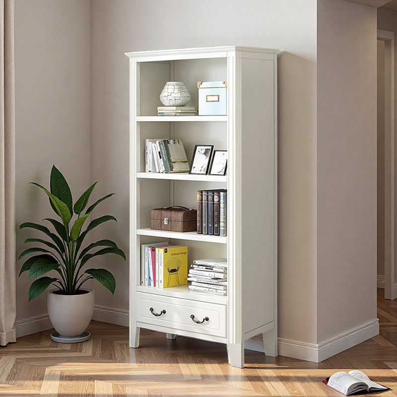 Swapnil, (4 Shelves) 68.9"H x 31.5"W x 12.2"D, Ivory
