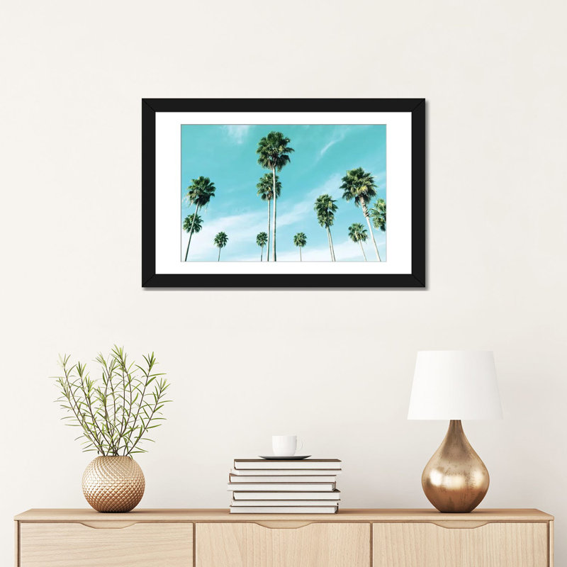 «East Coast Palms», impression sur toile, Papier avec cadre noir, Blanc, H 24 po x l 32 po x P 1 po