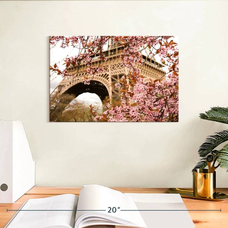 Ravi Eiffel Tower Cherry Blossoms, 8" H x 12" W