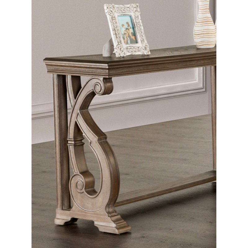 Table en bois massif, style traditionnel, pieds à volutes courbés, esthétique, hauteur de 30 po, profondeur de 17 po