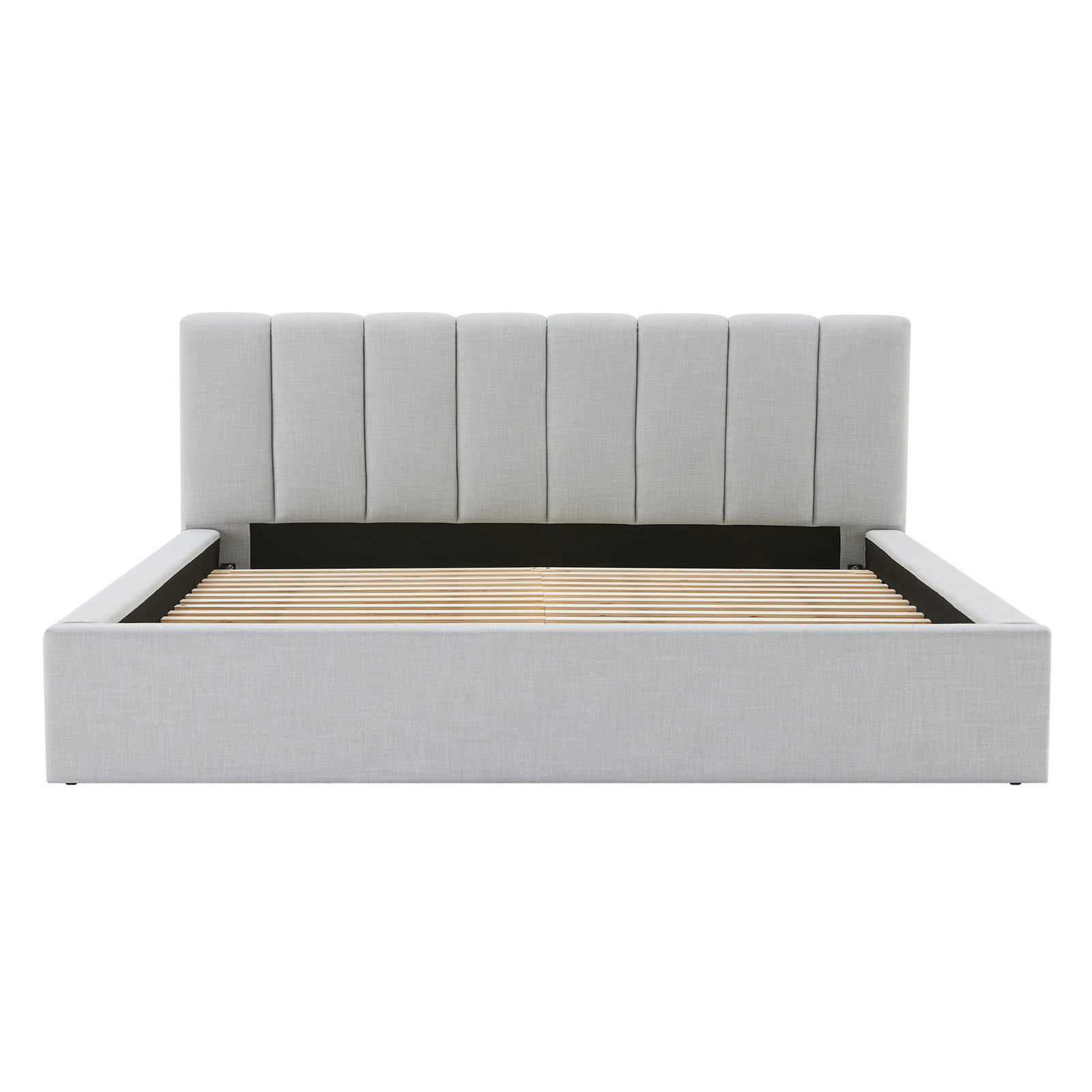 Delmar Linen Upholstered Bed, King, Effie Gray Performance Linen