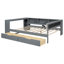 Lit plateforme en bois avec tablettes de rangement, tiroirs, station de charge et tête de lit tapissier-1229536915-1229536917