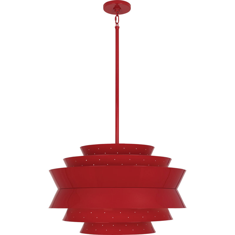 Lustre géométrique à 3 lumières Pierce, Rouge rubis brillant, Rouge rubis