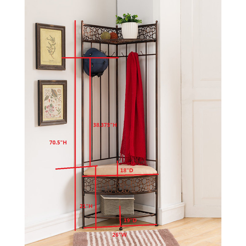 Arbre d'entrée en coin avec banc et rangement pour chaussures