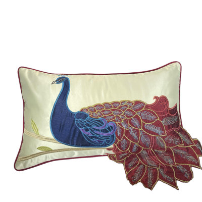  High Quality Peacock Lumbar Pillow Cover