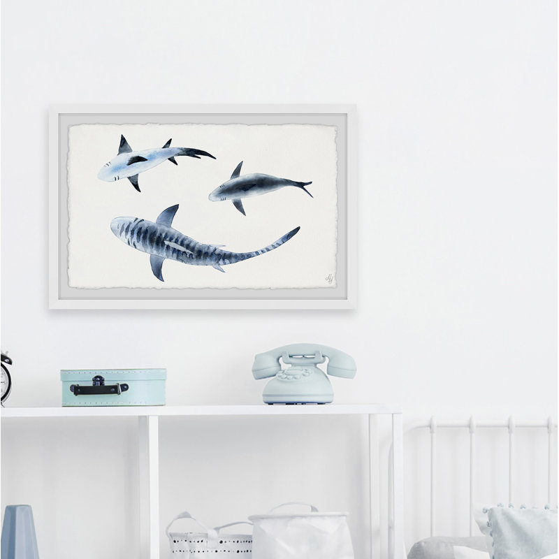 Chesson 'Fish Trio' Framed Print, 16" H x 24" W x 1.5" D