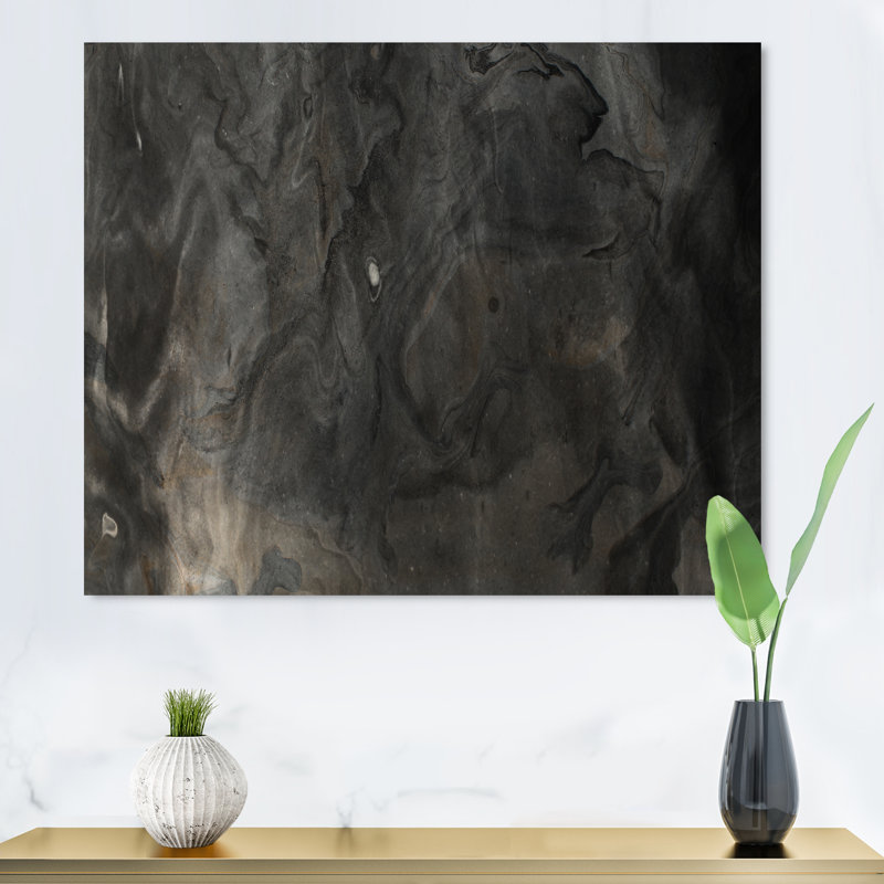 Impression sur toile «Flavour Art Waves In Shades Of Black II», H 12 po x l 20 po x P 1 po, Toile tendue