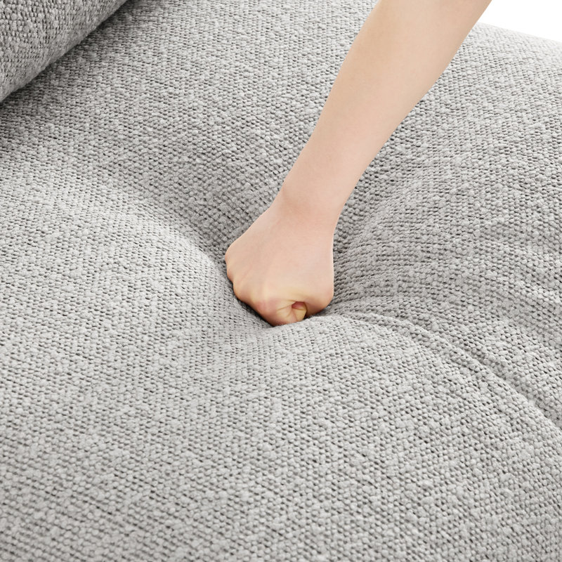 Canapé modulaire avec repose-pieds 6 pièces Bodhild 151 "Boucle, Polyester gris
