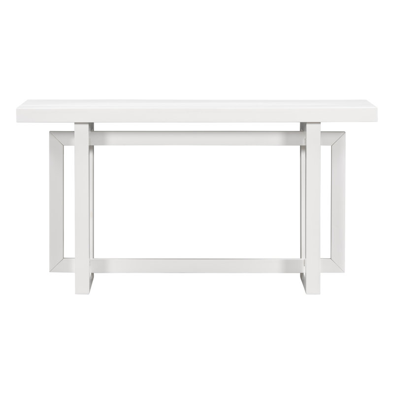 59.1" Painted Entryway Table With Pine Veneer,Unique Triple Rectangle Design Console Table With Thick Pine Wood Legs,Extra Long Sofa Table Versatile For Hallway, Living Room,Kitchen