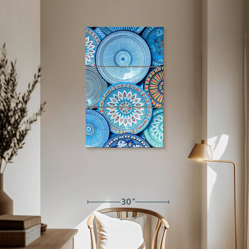 Assiettes marocaines bleues Senne, H 57 po x l 36 po