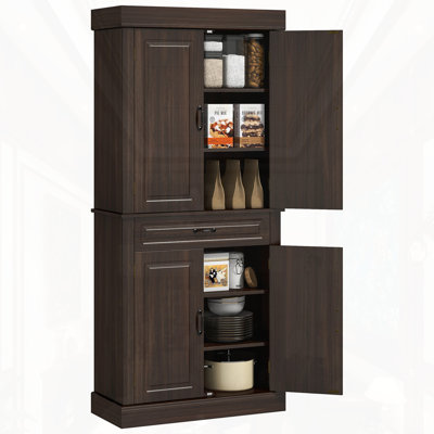 71"H Freestanding Kitchen Pantry With 4 Doors