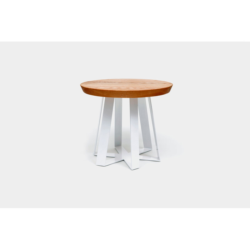 ARS Solid Wood Top End Table, Oak, White