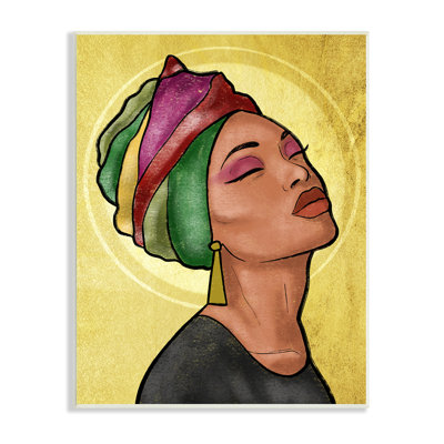 Stupell Industries Glamour Woman Portrait Fashion Cosmetics And Headwrap By Marcus Prime - Graphic Art On Canvas In Wall Plaque