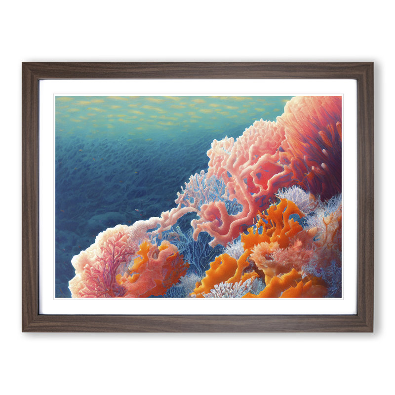 The Coral Reef Vol.2 - Single Picture Frame Print, Walnut, 34cm H x 46cm W