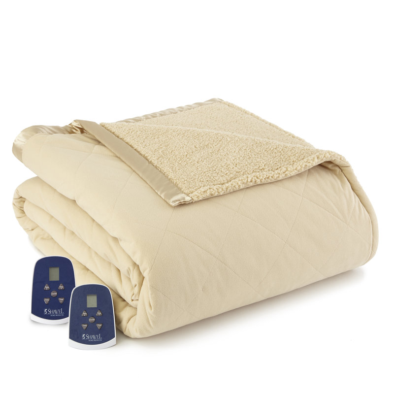 Couverture électrique en sherpa Micro Flannel®, Très grand, Carreaux gris Carlton