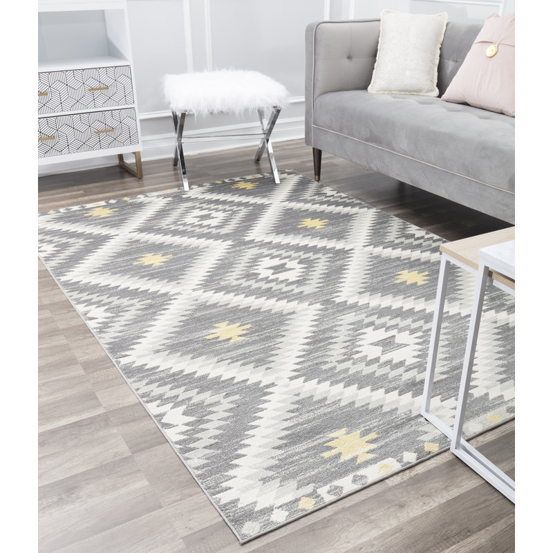 Tapis à motif tribal gris Myra Bodrum Kilim, Rectangle 8 pi 9 po x 12 pi
