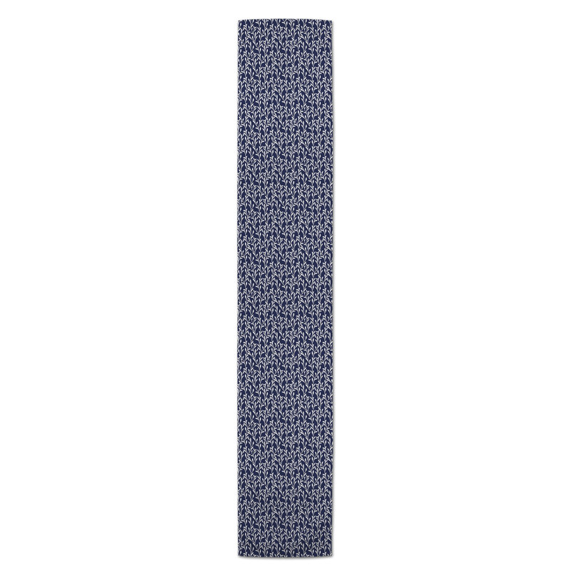 Koziol Geometric Table Runner, 90" L x 16" W, Floral, Navy Blue