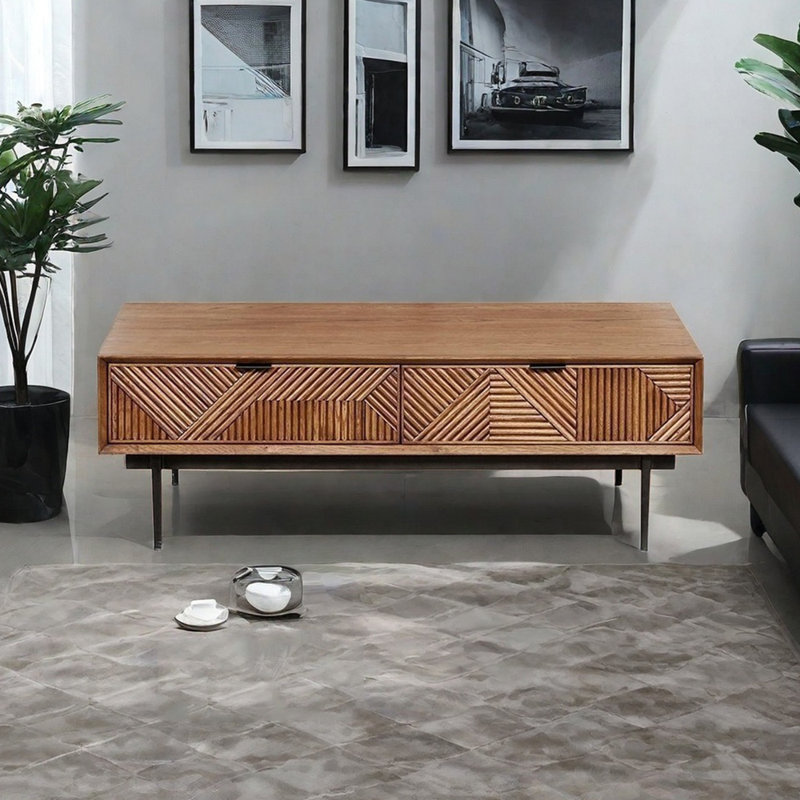 Table basse rétro avec sculptures Retro, Brun