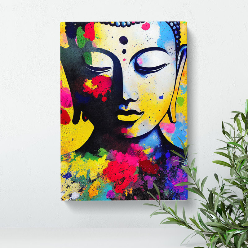 Buddha Splashed No.4 - Wall Art, Wrapped Canvas, 50cm H x 35cm W x 3cm D, No Matte