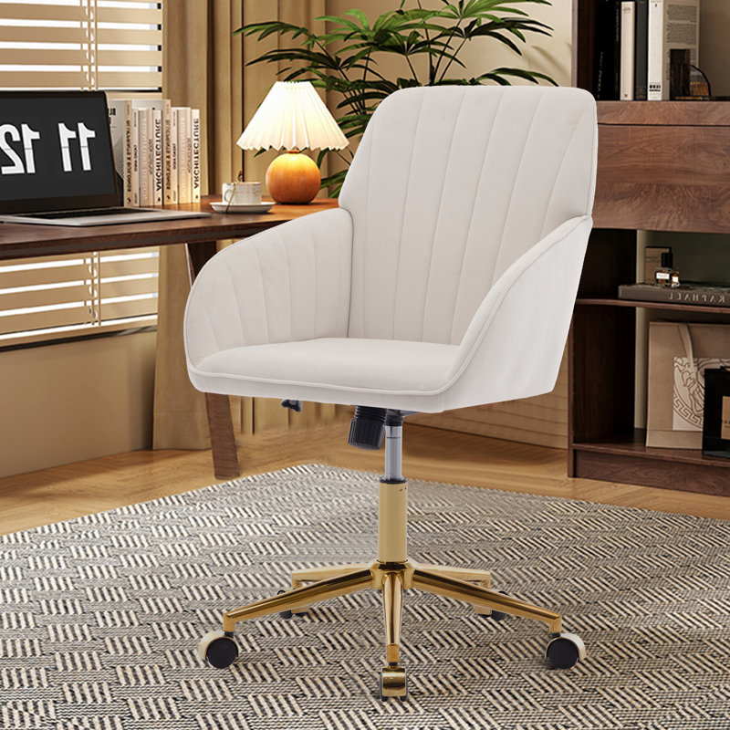 Chaise de bureau TY, Beige, Doré