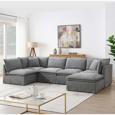 Canapé modulaire 125,5 po avec repose-pieds mobile